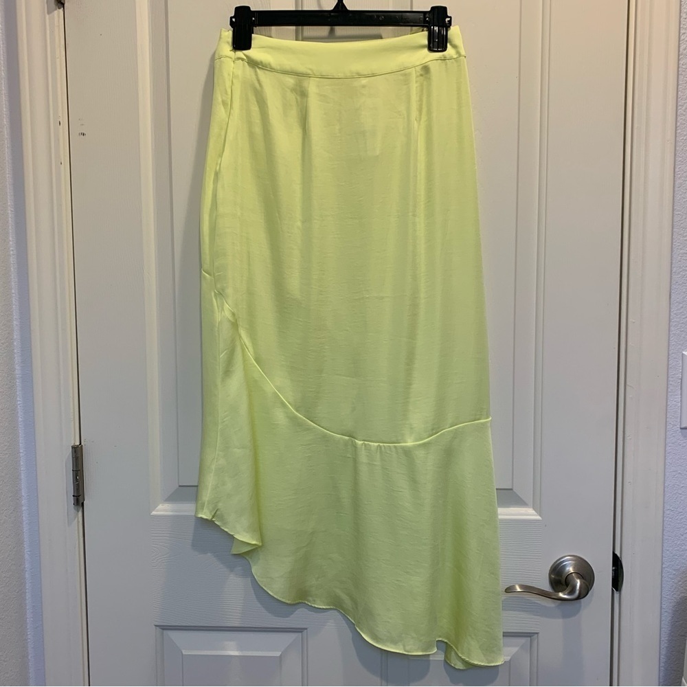 NWT Free People Lola asymmetrical skirt slit in Lemon Electric size 4 - Picture 3 of 13